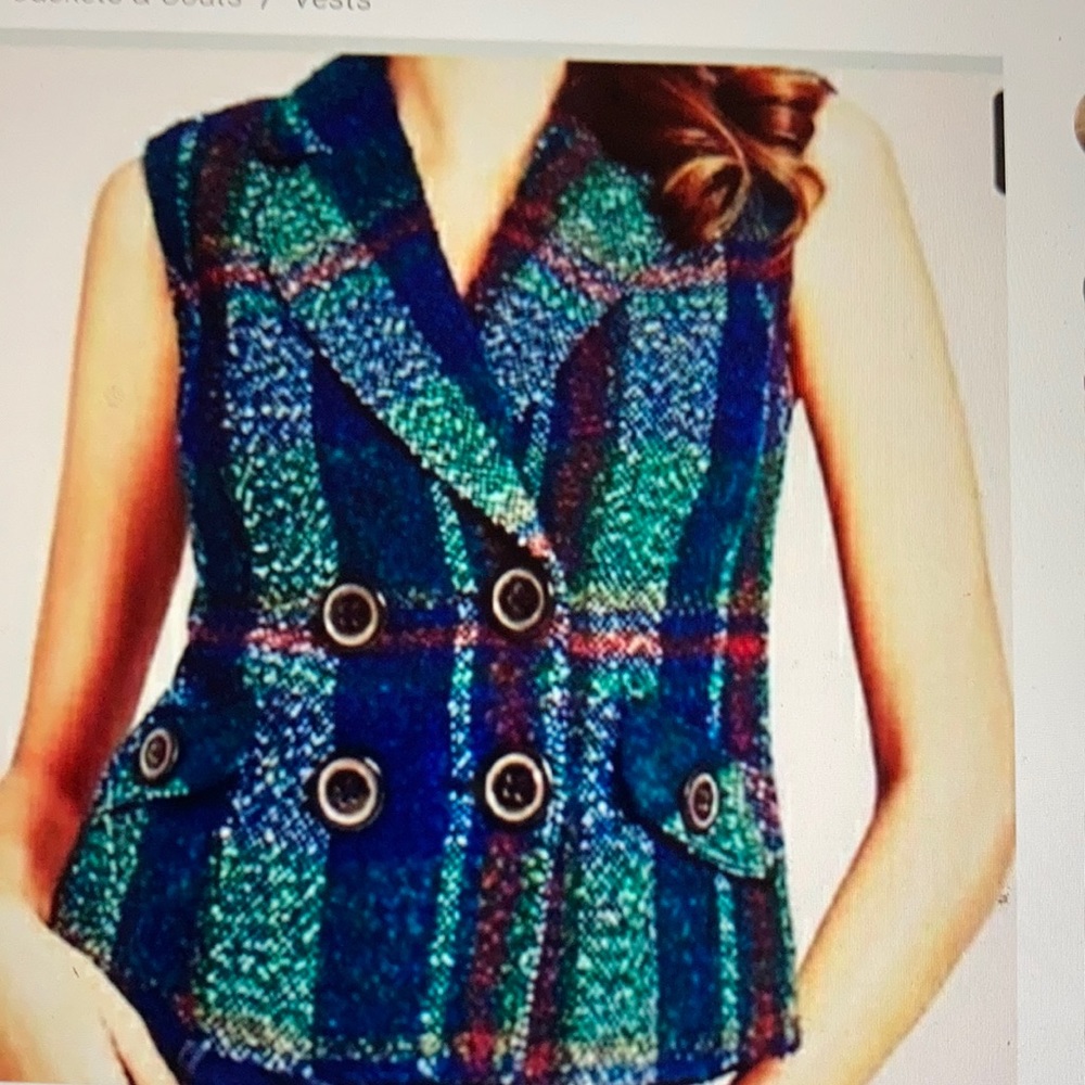 Cabi multi color vest plaid wool blend size/M NWT.